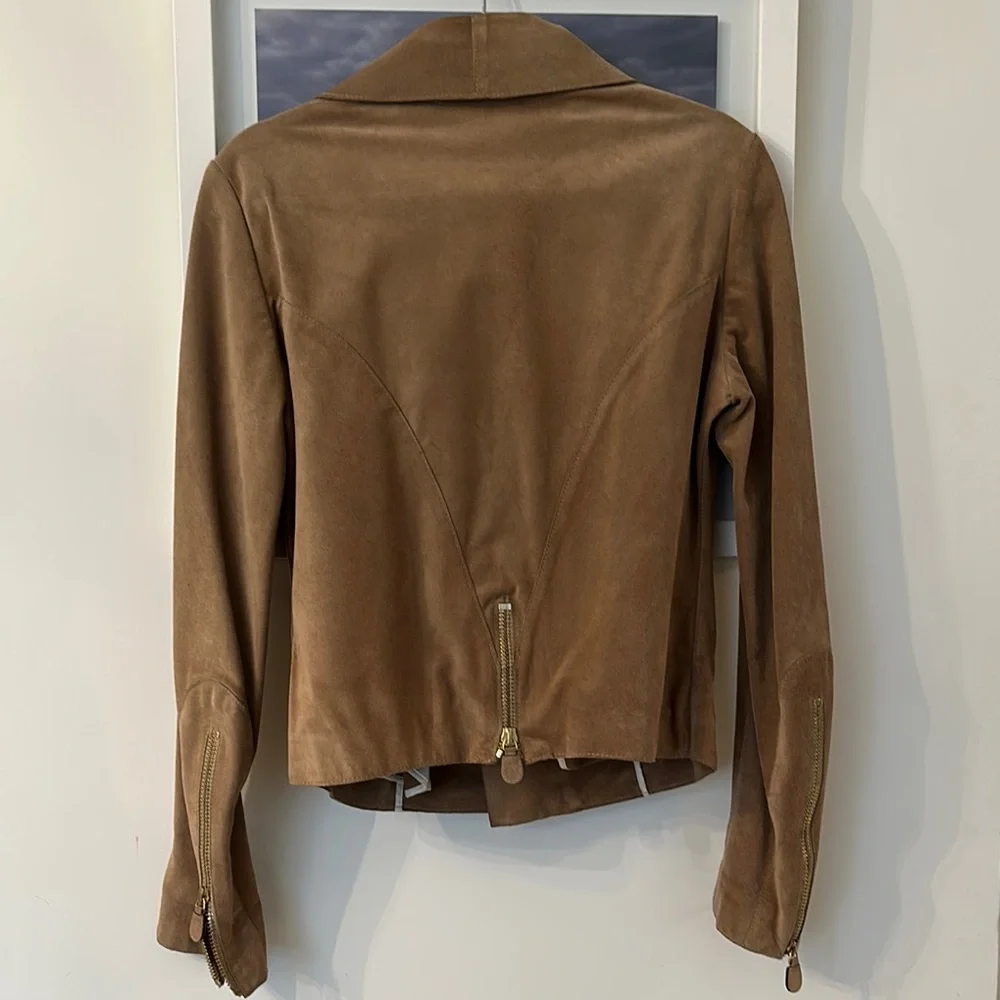 Marni Brown Leather Jacket Asymmetrical Moto Style - Picture 7 of 13